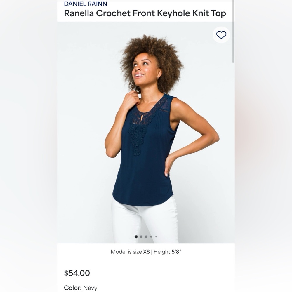 DANIEL RAINN
Ranella Crochet Front Keyhole Knit Top-Large (Navy)